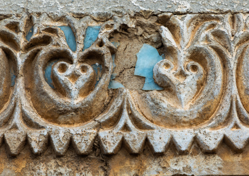 Detail of a gypsum decoration of the external walls of Al Rifaai House, Jazan Province, Farasan, Saudi Arabia