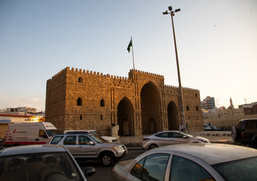 Cars in front of Makkah Gate or Baab Makkah, Mecca province, Jeddah, Saudi Arabia