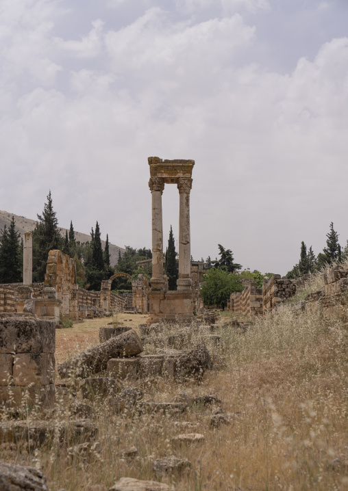The tetrapylon of the Umayyad city, Beqaa Governorate, Anjar, Lebanon