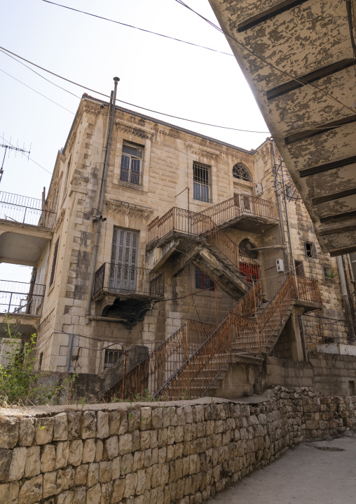 Old traditional lebanese house with iron stair, Beqaa Governorate, Zahle, Lebanon