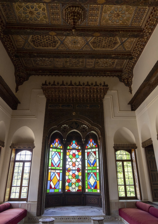 Stained glass windows in the Internal Hall of Beiteddine Palace, Mount Lebanon Governorate, Beit ed-Dine, Lebanon