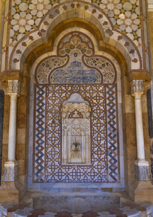Marble decoration of a oriental living room in Beiteddine Palace, Mount Lebanon Governorate, Beit ed-Dine, Lebanon