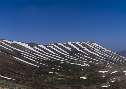 Patches of snow in the mountain, North Governorate, Daher el Kadib, Lebanon