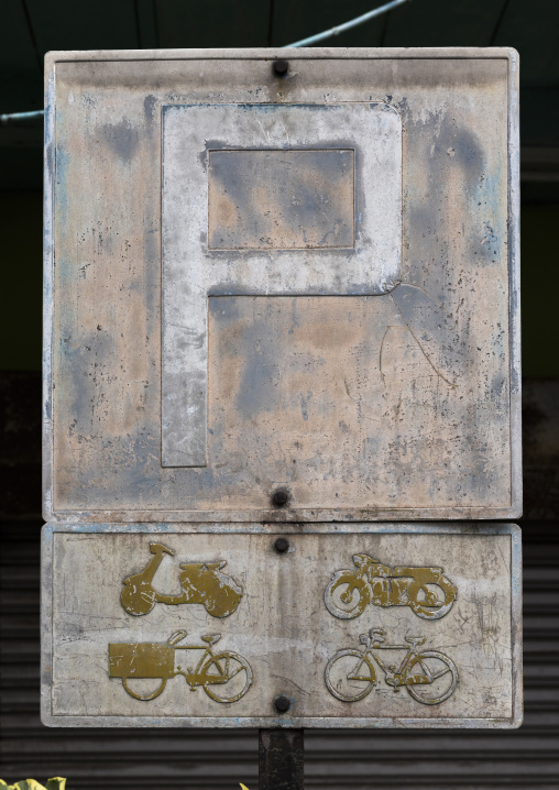 Old parking sign, Penang island, George Town, Malaysia