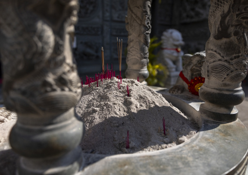 Incense sticks in a Buddhist temple, Penang island, George Town, Malaysia