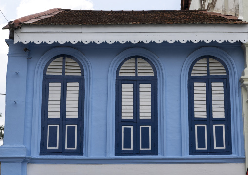 Blue heritage house in the old town, Perak, Ipoh, Malaysia