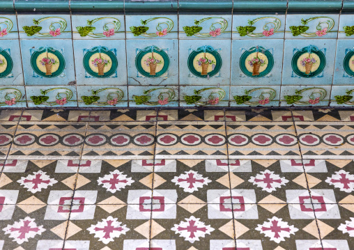 Tiles in front of an heritage house, Melaka State, Malacca, Malaysia