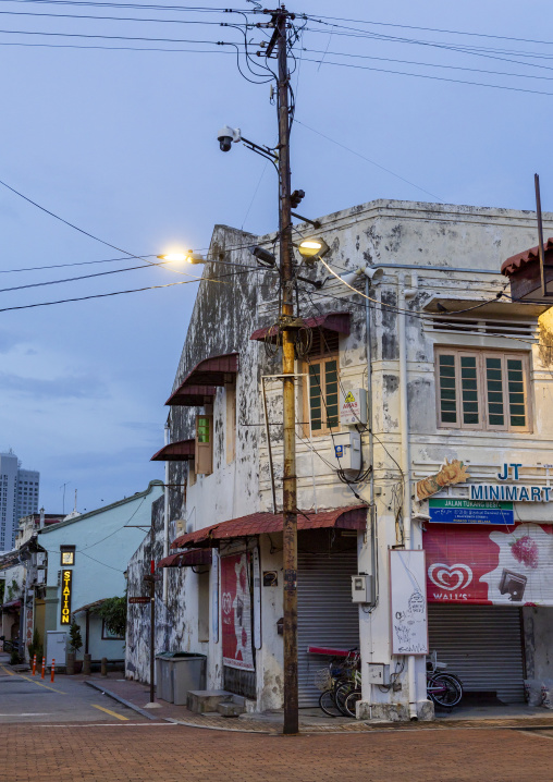 Heritage houses at dusk, Melaka State, Malacca, Malaysia