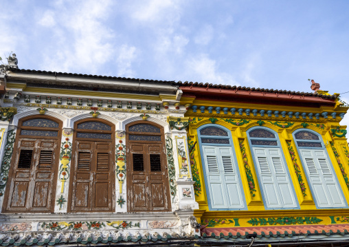 Decorated heritage shophouses, Melaka State, Malacca, Malaysia