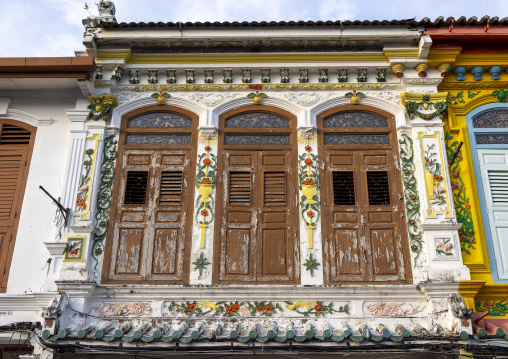 Decorated heritage shophouses, Melaka State, Malacca, Malaysia