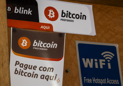 Mobile payment with bitcoin sign, Inhambane Province, Inhambane, Mozambique
