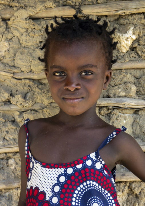 Portrait of a girl with traditional dress, Nampula Province, Island of Mozambique, Mozambique