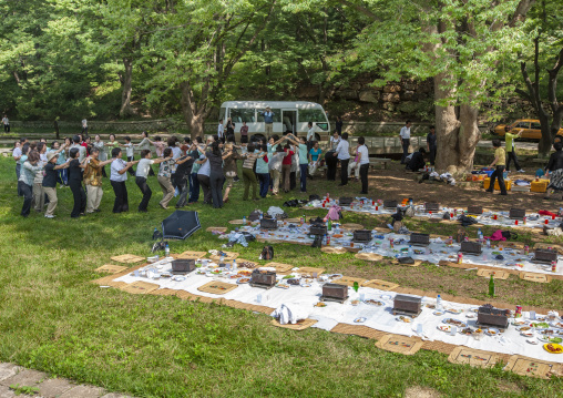 Japanese people originated from North Korea having fun in a park, North Hwanghae, Sariwon, North Korea