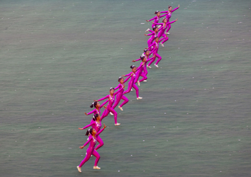North Korean gymnasts performing during Arirang mass games, DGC, Pyongyang, North Korea