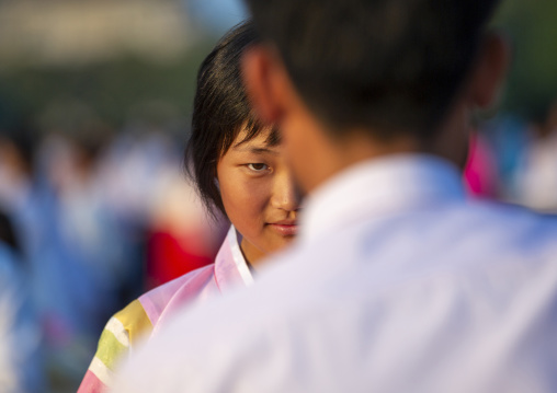 North Korean students during a mass dance performance, DGC, Pyongyang, North Korea