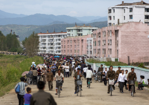 Crowded market in the suburb, South Hamgyong, Hamhung, North Korea