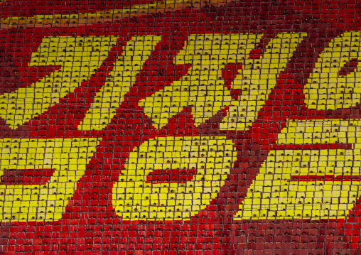 Children holding up boards during Arirang, DGC, Pyongyang, North Korea