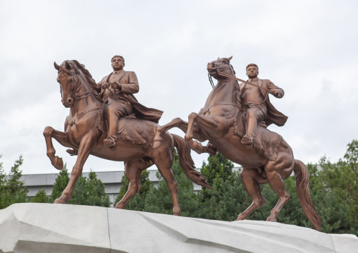 Leaders on horses statues in Mansudae art studio, DGC, Pyongyang, North Korea