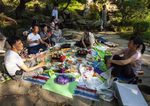North Korean people having picnic in a park on september 9, DGC, Pyongyang, North Korea