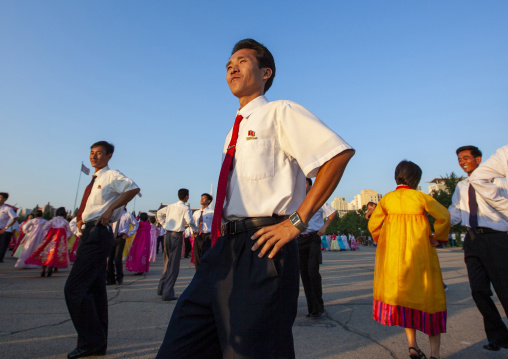 North Korean students during a mass dance performance, DGC, Pyongyang, North Korea