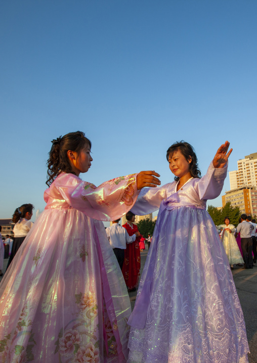 North Korean students during a mass dance performance, DGC, Pyongyang, North Korea