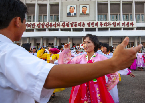 North Korean students during a mass dance performance, DGC, Pyongyang, North Korea