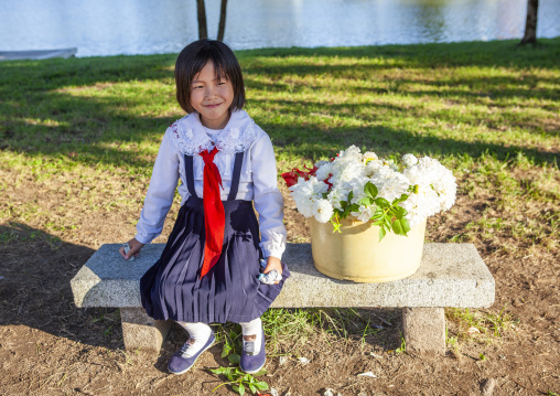 Pioneer girl in the Songdowon international children's camp, Kangwon Province, Wonsan, North Korea