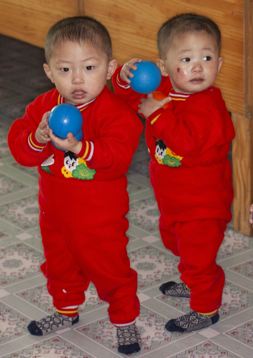 North Korean children playing in an orphanage, South Pyongan, Nampo, North Korea