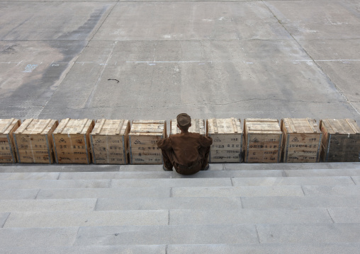 North Korean soldiers during a fireworks preparation on Taedong river, DGC, Pyongyang, North Korea