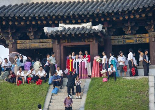 North Korean people in a temple on september 9, DGC, Pyongyang, North Korea