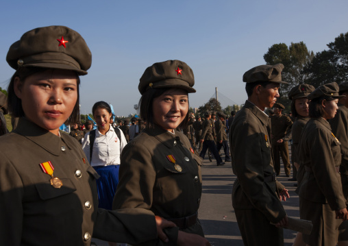 North Korean soldiers in the street, DGC, Pyongyang, North Korea