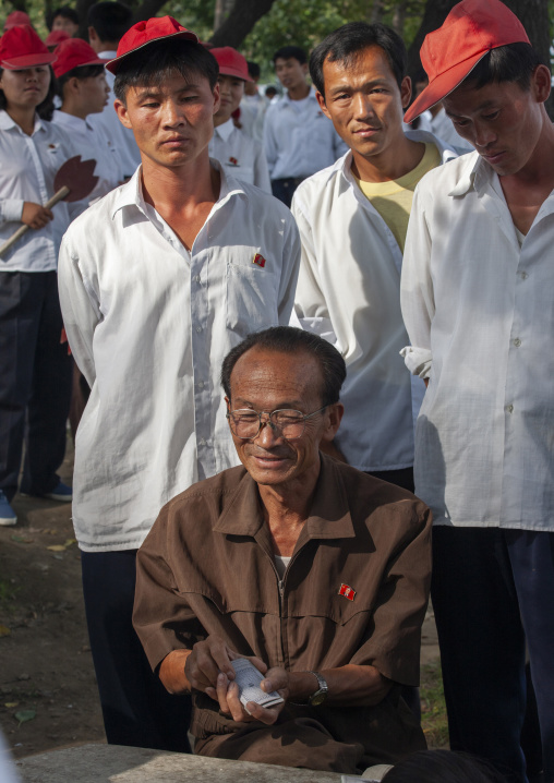North Korean man playing cards, DGC, Pyongyang, North Korea
