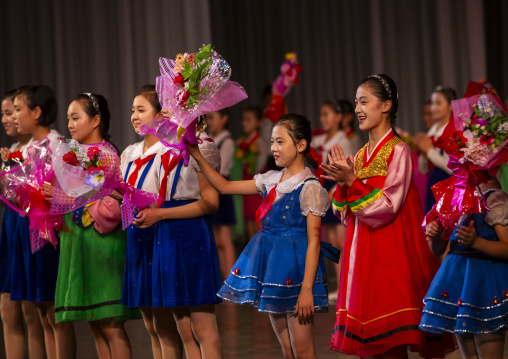 Young artists at the end of the show in Mangyongdae children's palace, DGC, Pyongyang, North Korea