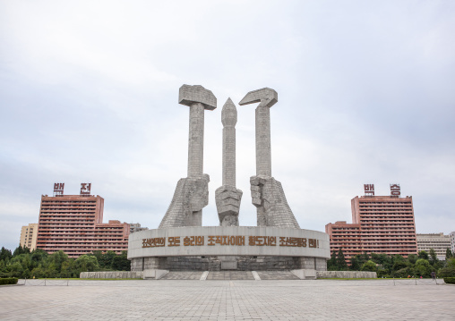 Monument to Party founding made for the 50-year anniversary of the workers Party, DGC, Pyongyang, North Korea
