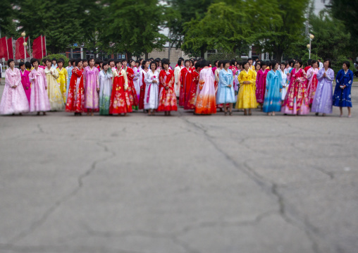 Students on day of the foundation of the republic, DGC, Pyongyang, North Korea