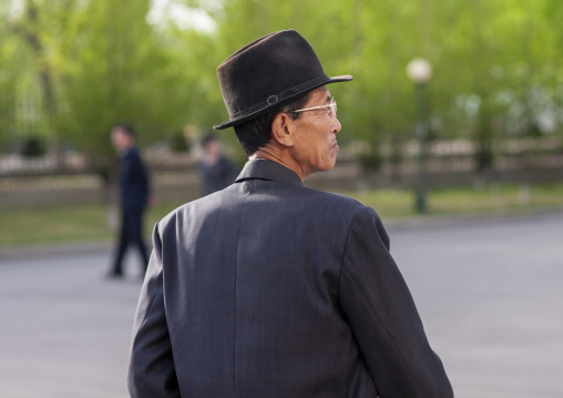 North Korean man with a hat in the street, DGC, Pyongyang, North Korea