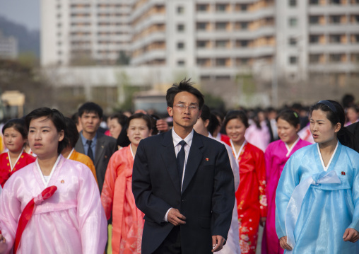 North Korean students during a mass dance performance, DGC, Pyongyang, North Korea