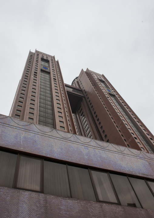 Low angle view of Koryo hotel, DGC, Pyongyang, North Korea
