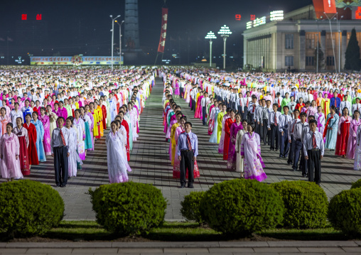 Students dancing to celebrate april 15 the birth anniversary of Kim Il-sung, DGC, Pyongyang, North Korea