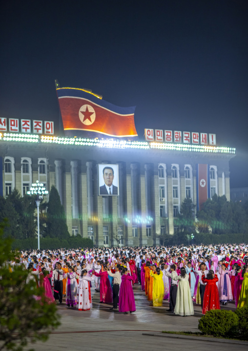 Students dancing to celebrate april 15 the birth anniversary of Kim Il-sung, DGC, Pyongyang, North Korea