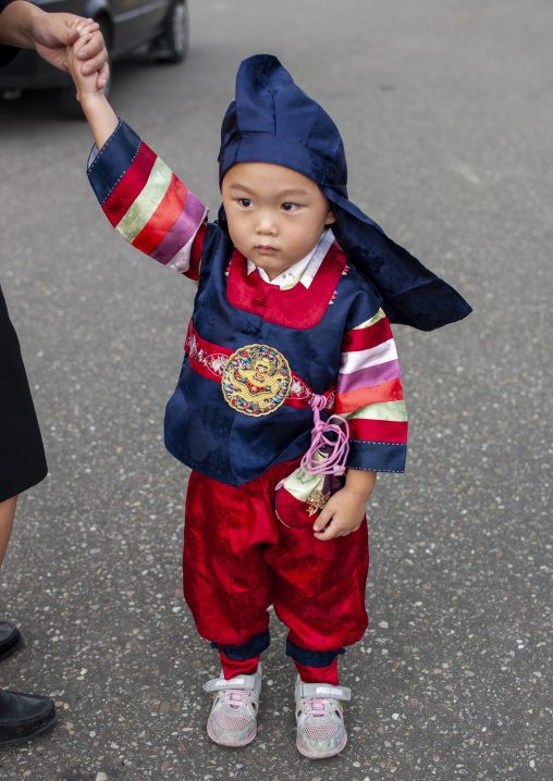 North Korean boy with traditional clothing, DGC, Pyongyang, North Korea