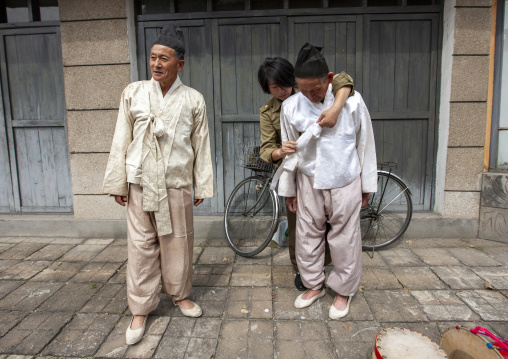 Actor make-up during a movie shooting in Pyongyang film studios, DGC, Pyongyang, North Korea