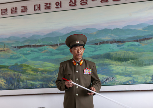 North Korean military officer in the section wall of the DMZ, North Hwanghae, Panmunjom, North Korea