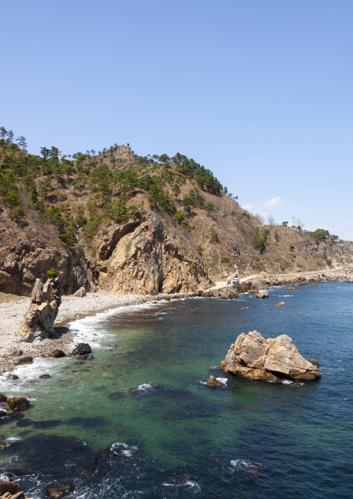 Rocky coastline on the east sea, North Hamgyong, Chilbo Sea, North Korea