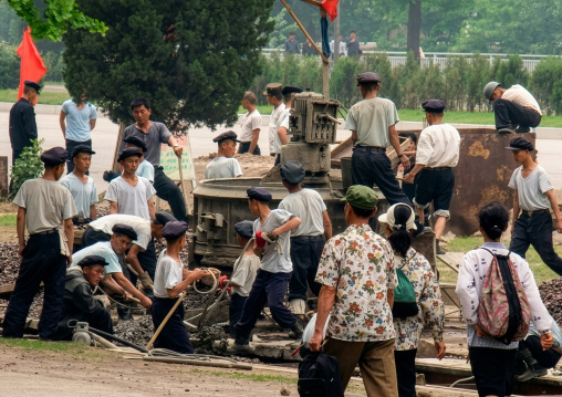 Construction site in the city center, DGC, Pyongyang, North Korea