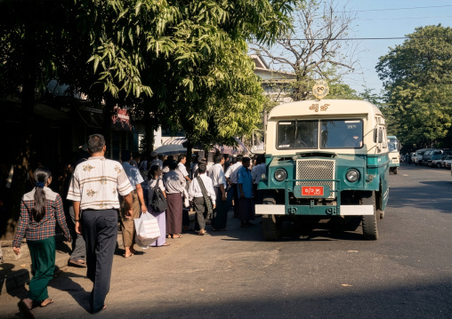 People taking local bus, Yangon region, Yangon, Myanmar