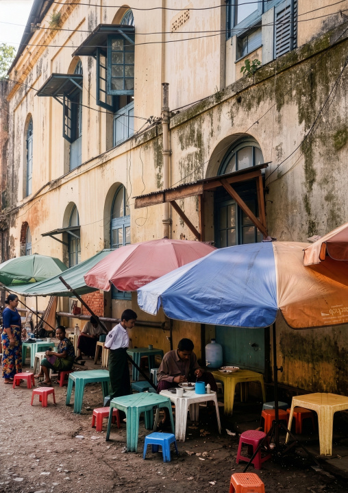 Restaurant in the old colonial district, Yangon region, Yangon, Myanmar