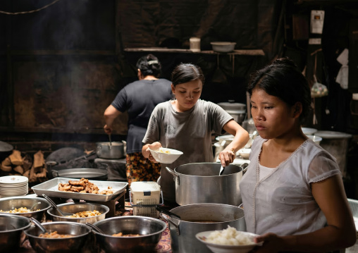 Restaurant inside a local market, Battambang province, Battambang, Cambodia