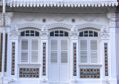 White heritage shophouses, Central Region, Singapore, Singapore