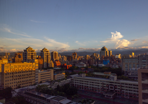 Aerial view of the city at sunset, Taipei, Taipei, Taiwan